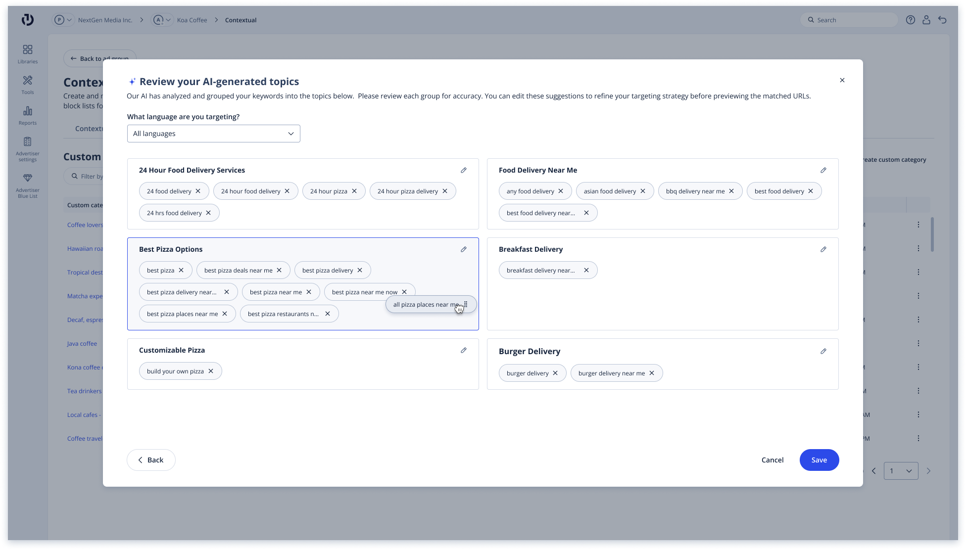 V1 of the custom category recategorization framework in Kokai