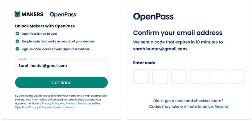 The original OpenPass sign-in experience