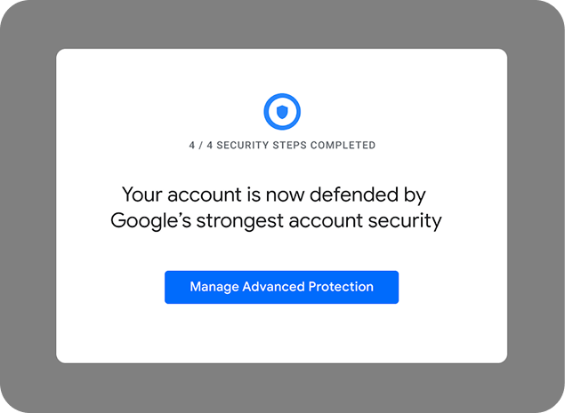 Enrollment confirmation and Advanced Protection settings page