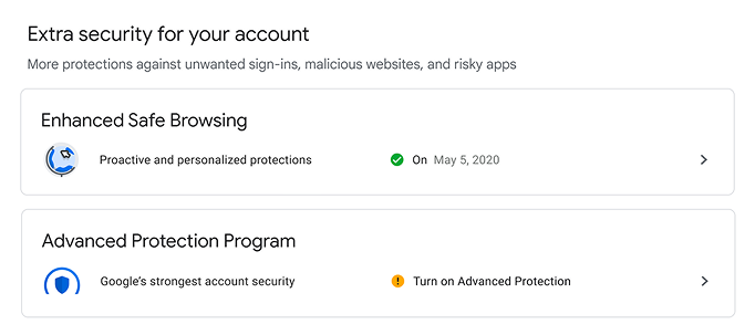 Extra security recommendations