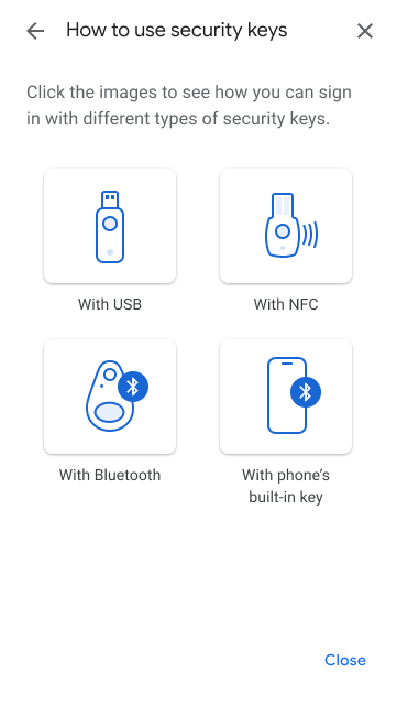 Security Key Wizard contextual education flow